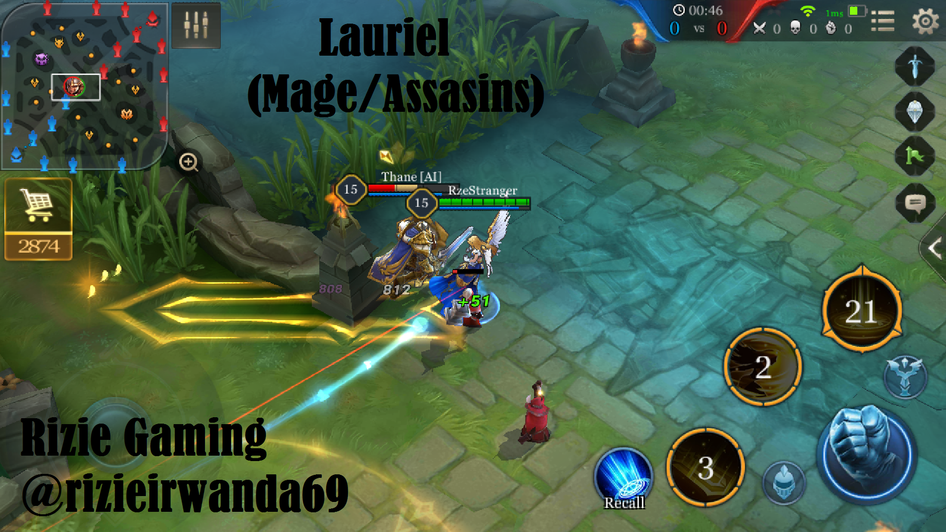 Rizie Gaming - Skill and Hero Lauriel Build Items in the Game Arena of